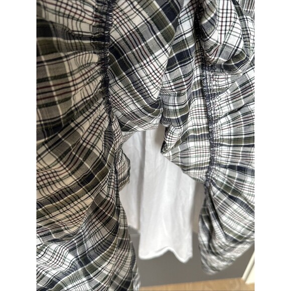 Veronica Beard Ziada Size Small Smocked Plaid Midi Dress Black White Tiered - Picture 9 of 12